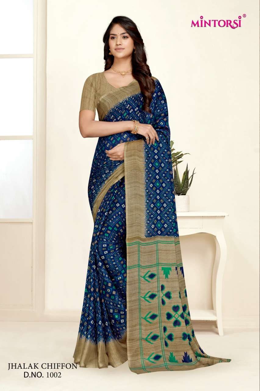 mintorsi jhalak chiffon vol 1 printed daily wear saree
