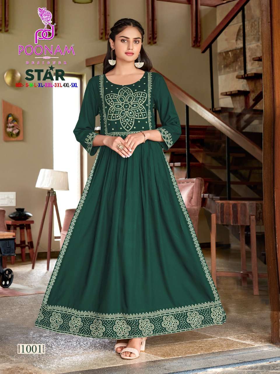 poonam designer star pure rayon gown kurti nayra cut pattern 