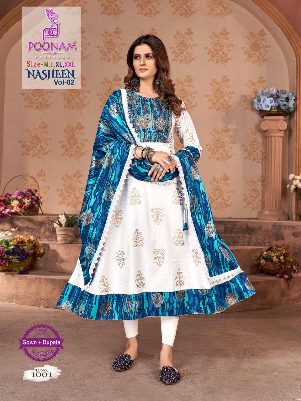 poonam nasheen vol 2 rayon long gown with dupatta concept