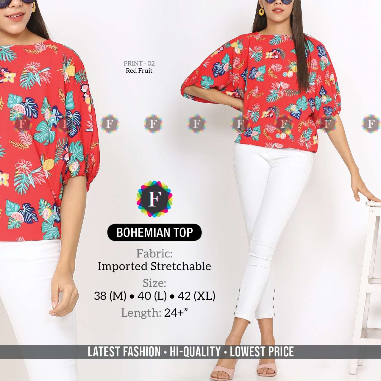 pr bohemian top stretchable imported western tops wholesaler in surat mumbai 