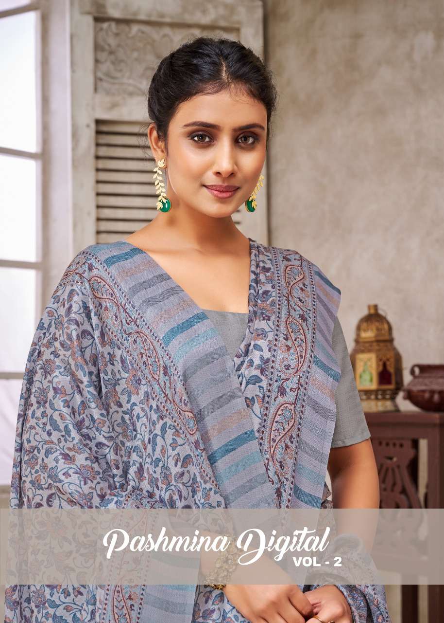 pr clothing pashmina digital vol 2 digital printed pashmina winter saree with shawl collection