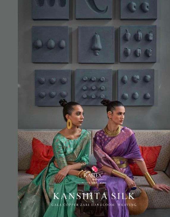 rajtex kanshita silk 304001-304006 gala tussar silk copper zari handloom weaving sarees 