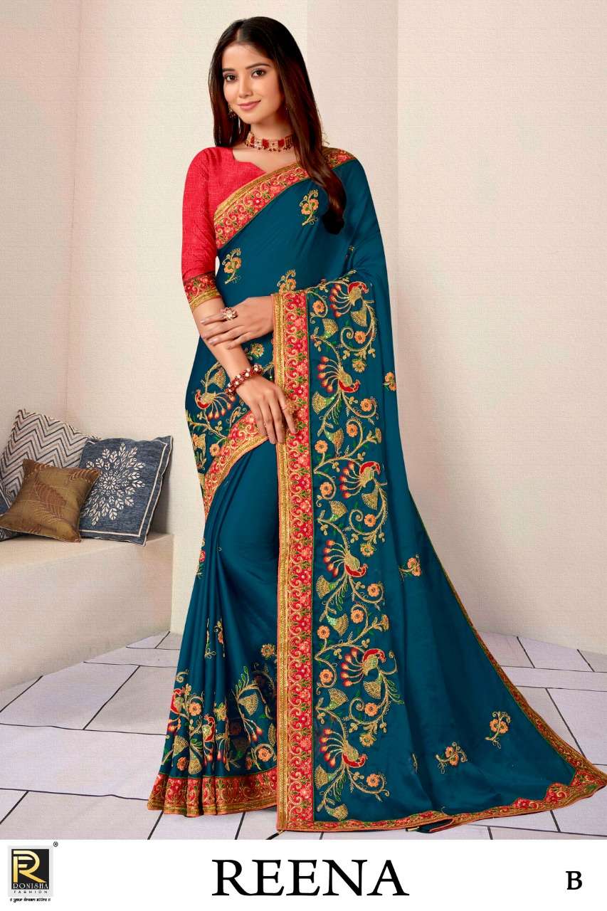 Reena by ronisha fashion embroidery worked designer saree collecton 