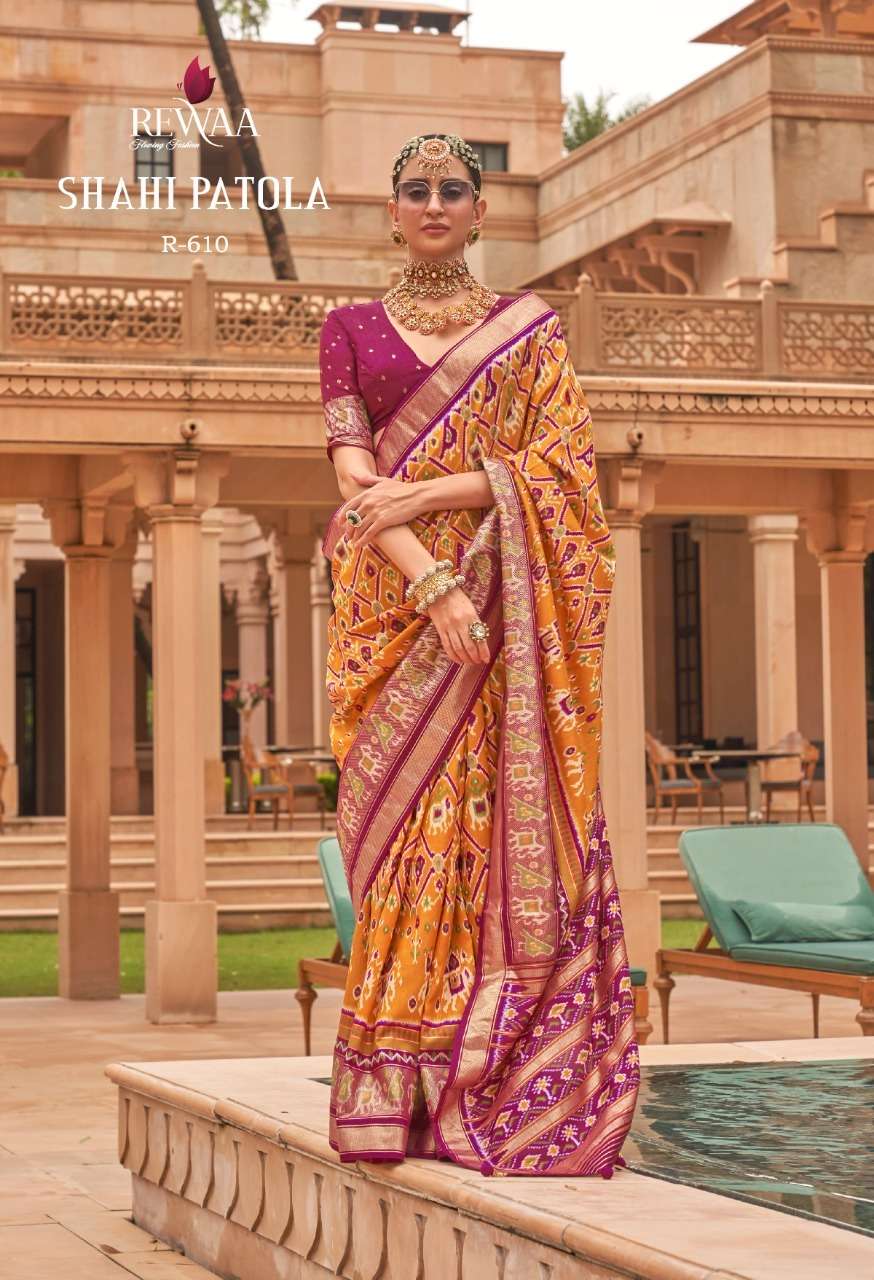 rewaa shahi patola smooth silk patola print saree wholesale rate at krishna creation 
