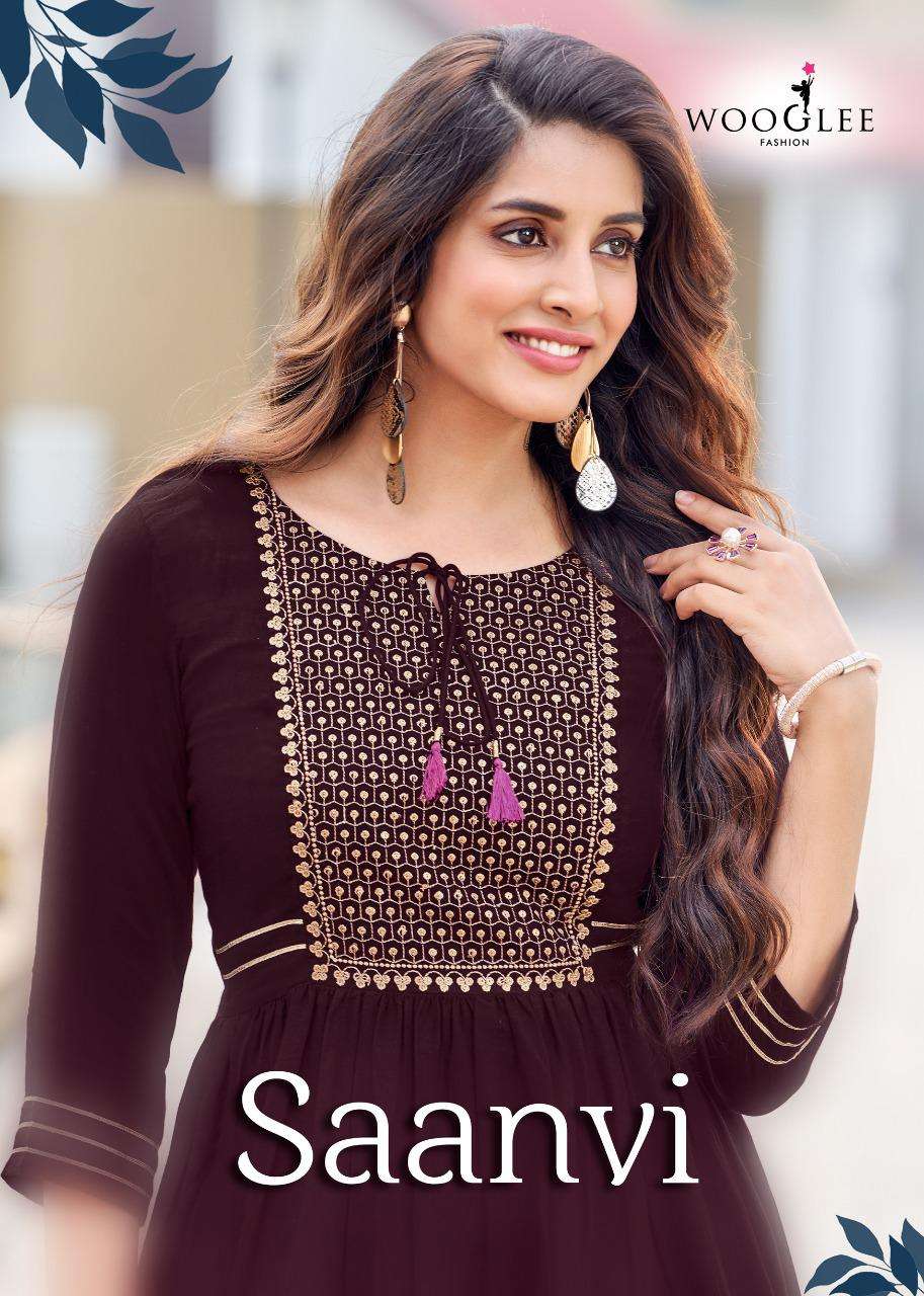 saanvi by wooglee rayon nyra cutt fancy gown collection