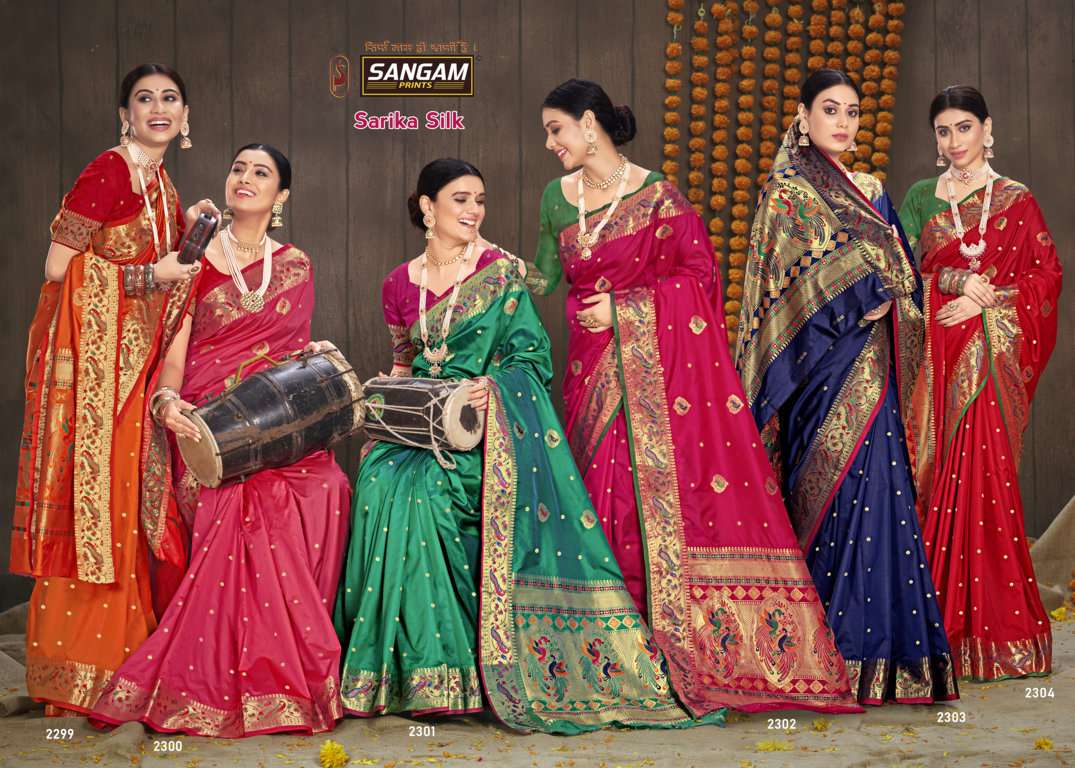 sangam prints sarika silk zari weaving paithani silk saris wholesaler