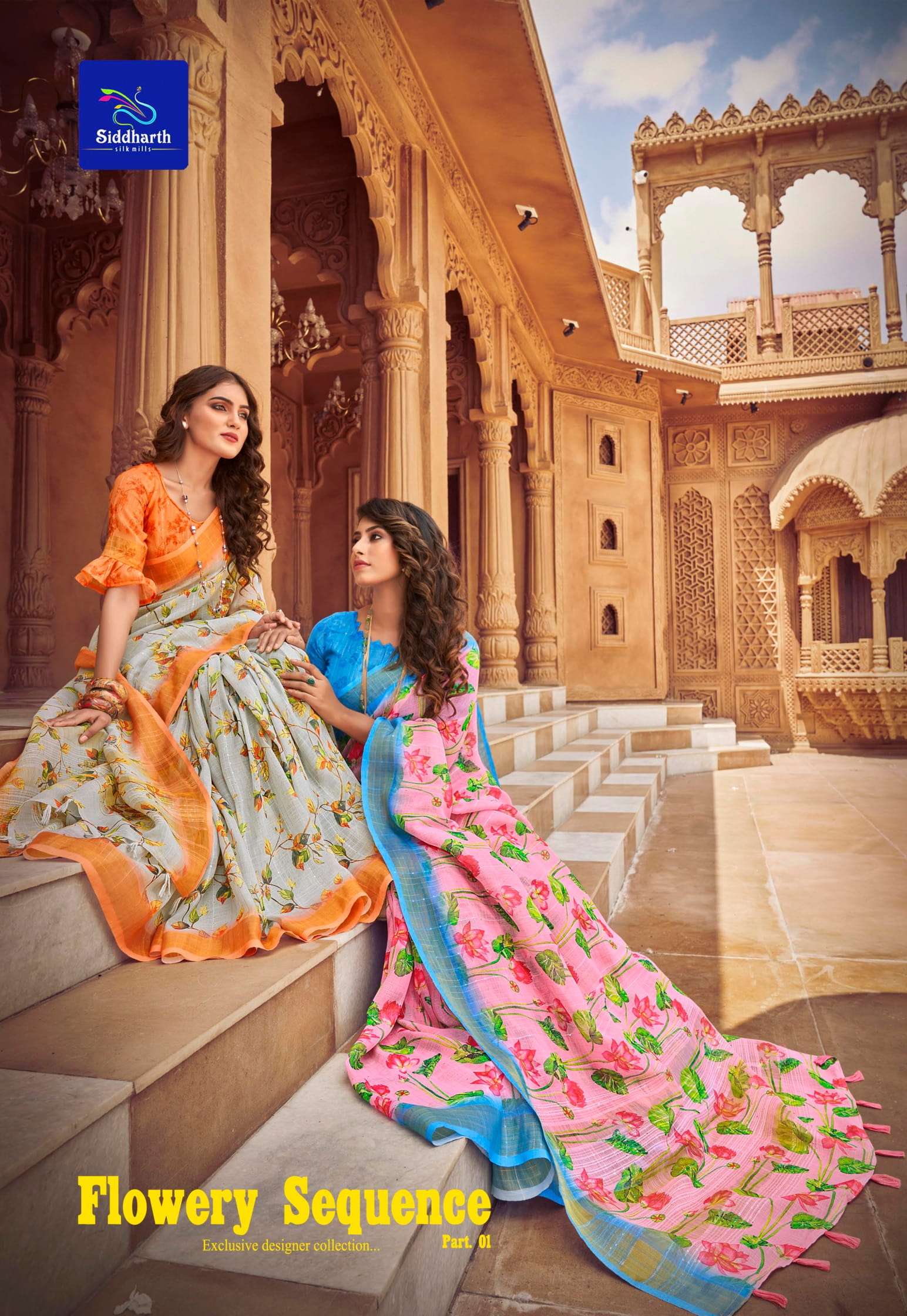 siddharth silk flowery sequence vol 1 fancy saree at great price 