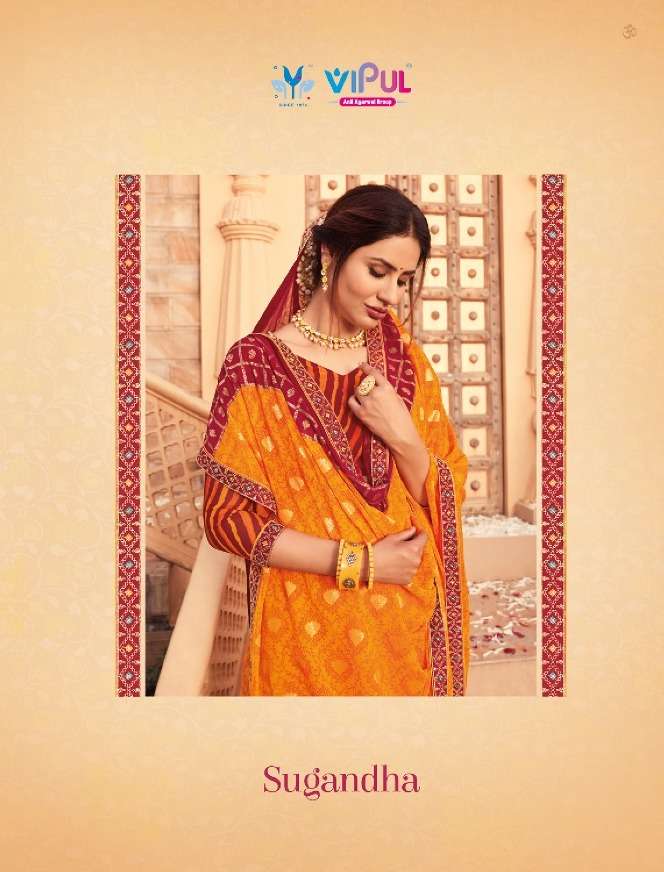 sugandha by vipul chiffon classy look beautiful printed sarees