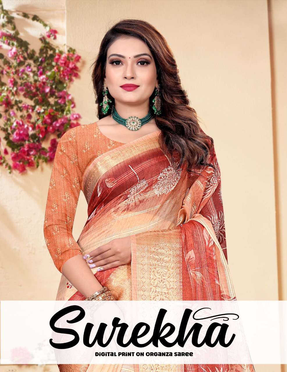 surekha by stylewell organza digital printed fancy sarees