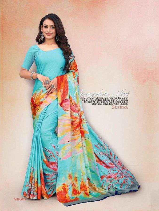 sushma brilliant digital drape crepe sarees wholesale 