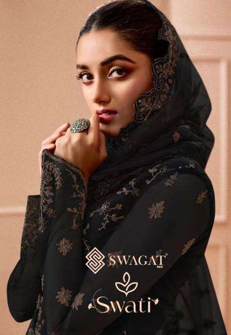 swati by swagat 3501-3506 series net with embroidery designer salwar kameez