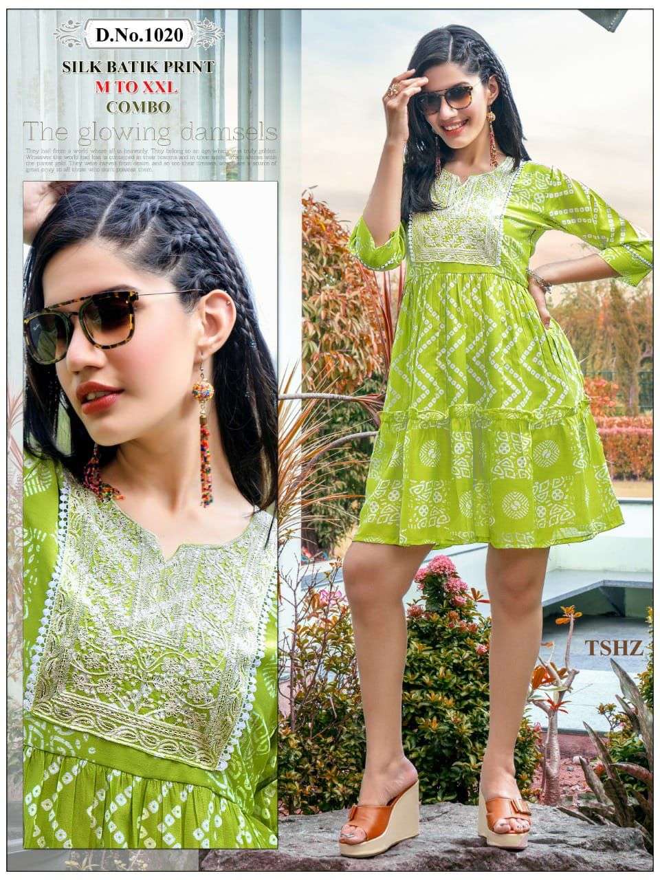 TRENDY COLLEGE GIRL_V.1020 Finest Quality of Pure MUSLIN Silk COMBO KURTI CATALOG WHOLESALER BEST RATE