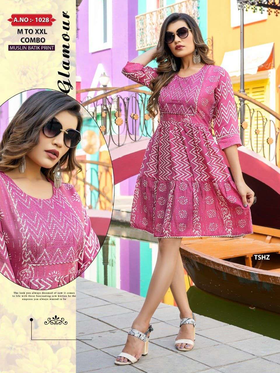 TRENDY COLLEGE GIRL_V.1028 Finest Quality of Pure MUSLIN Silk COMBO KURTI WHOLESALER BEST RATE