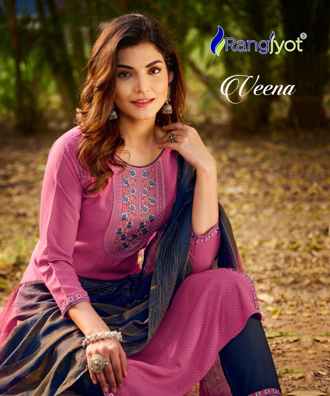 veena vol 1 by rangjyot rayon readymade 3 piece set collection