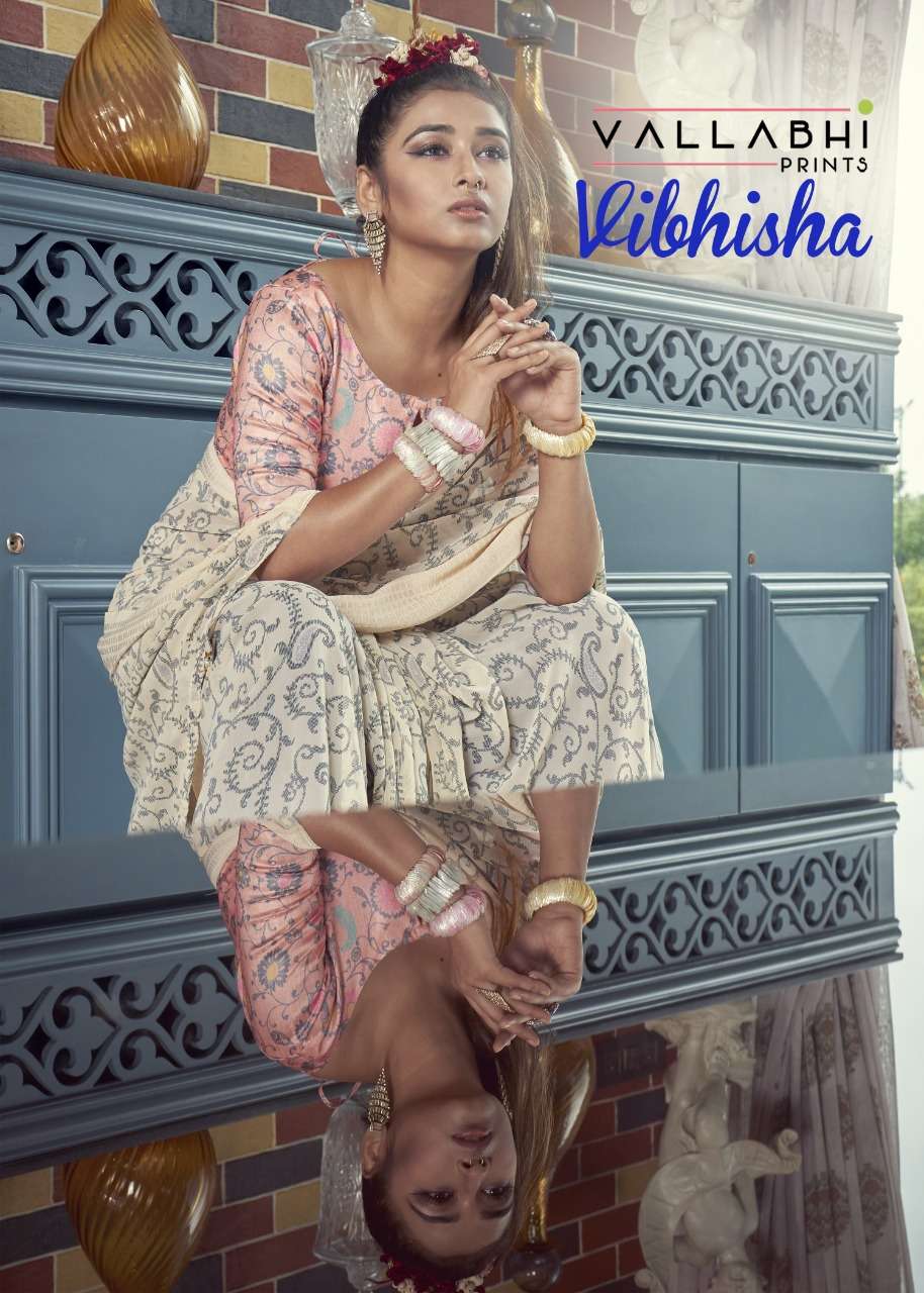 vibhisha by vallabhi georgette saree with viscose border 