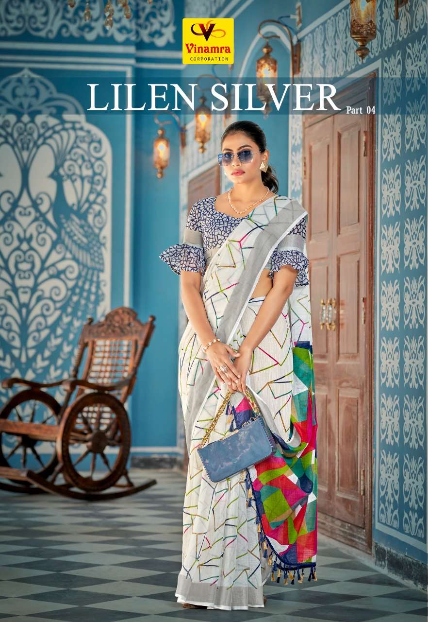 vinamra lilen silver vol 4 lilen cotton saree at affordable price 