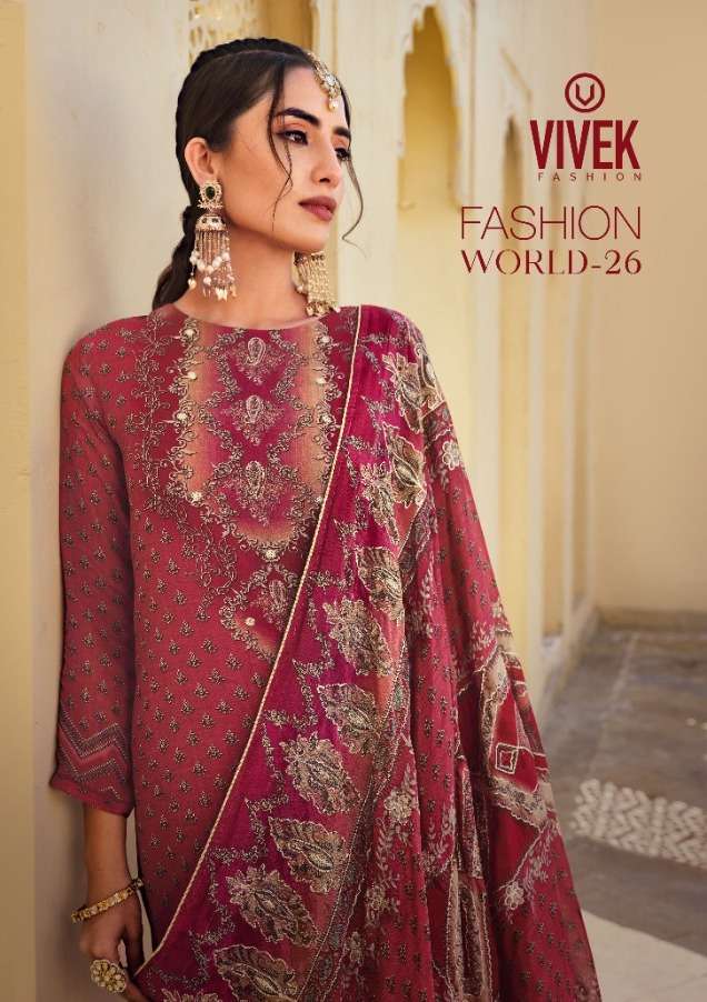 vivek fashion surat fashion world vol 26 8501-8508 georgette digital print salwar kameez 