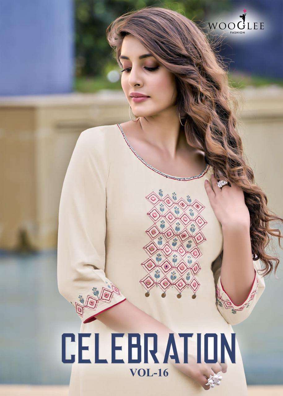 wooglee celebration vol 16 rayon kurti with bottom print pair 