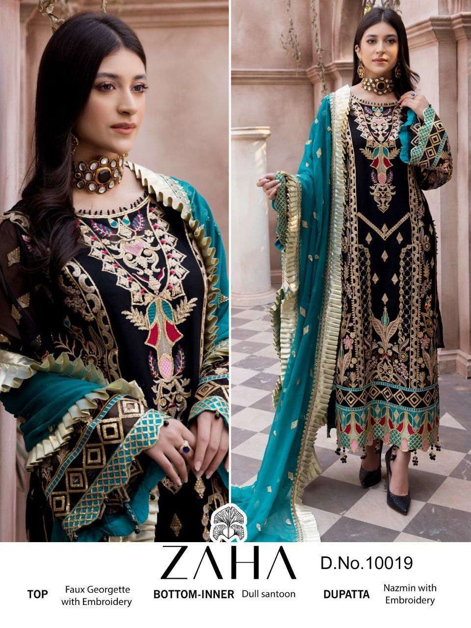 zaha 10019 design embroidered pakistani dress single piece 