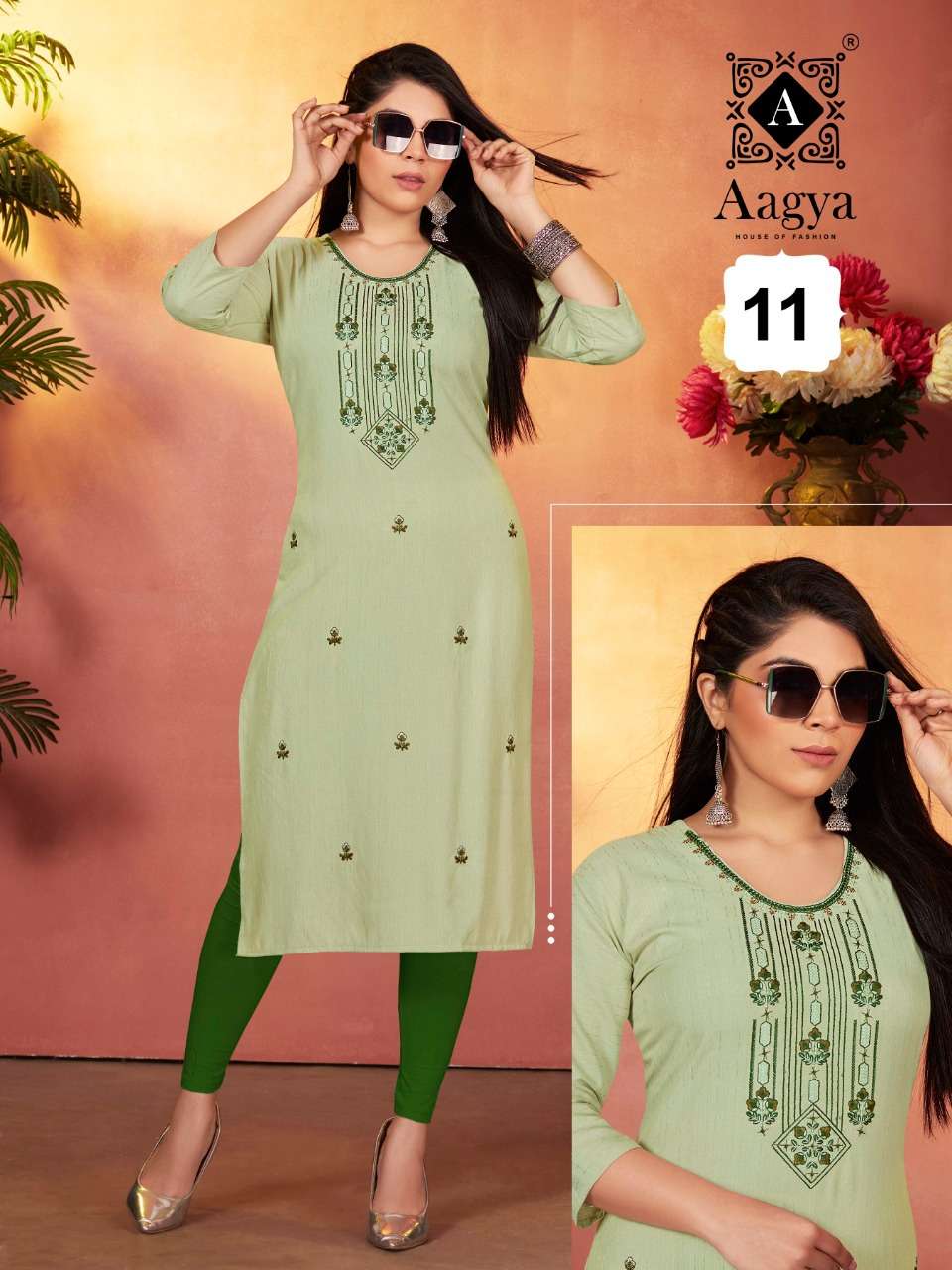 AAGYA KIA V.2 HEAVY WEAVING RAYON MUMBAI FABRIC KURTI CATALOG WHOLESALER BEST RATE