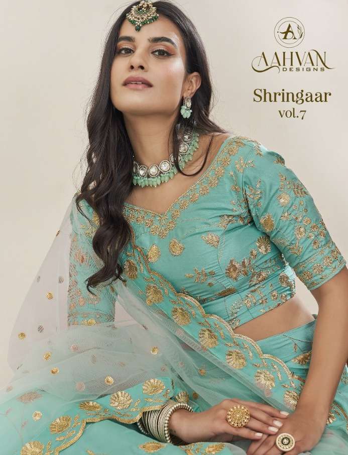 aahvan designs shringaar vol 7 art silk designer lehengas wholesale store in surat 