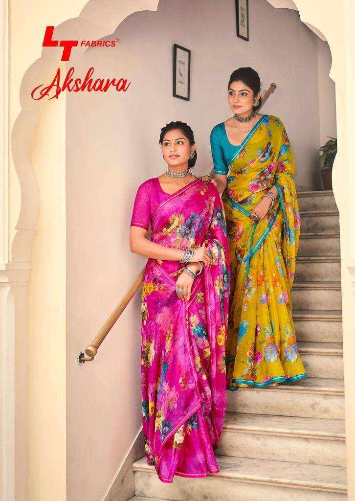 akshara by lt fashions surat wholesale shop 60 gram chiffon prints sarees 