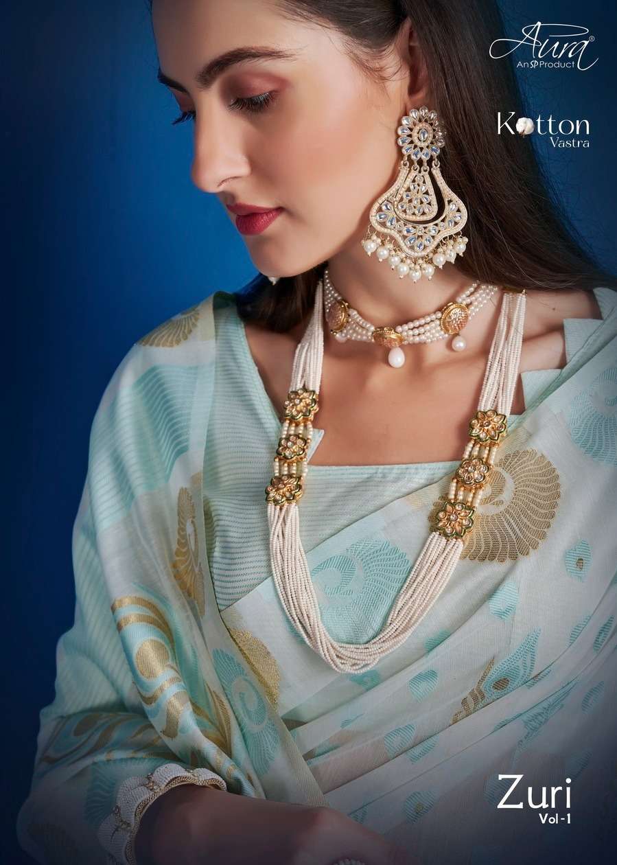 aura zuri vol 1 soft cotton fancy sarees online wholesaler at kc