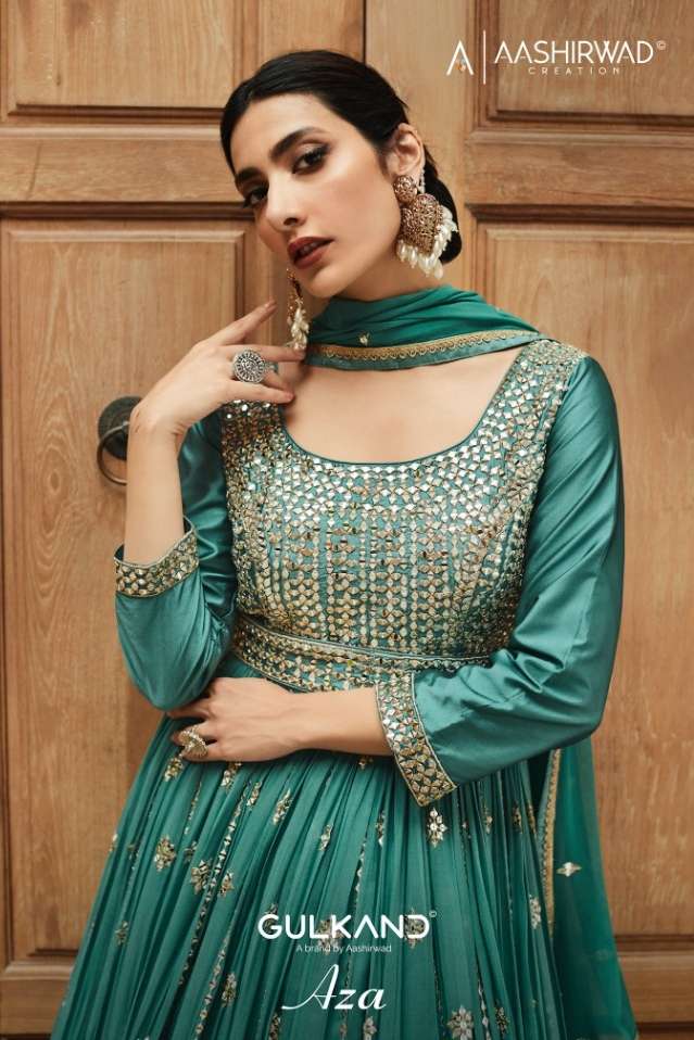 aza by aashirwad georgette readymade long wedding suits