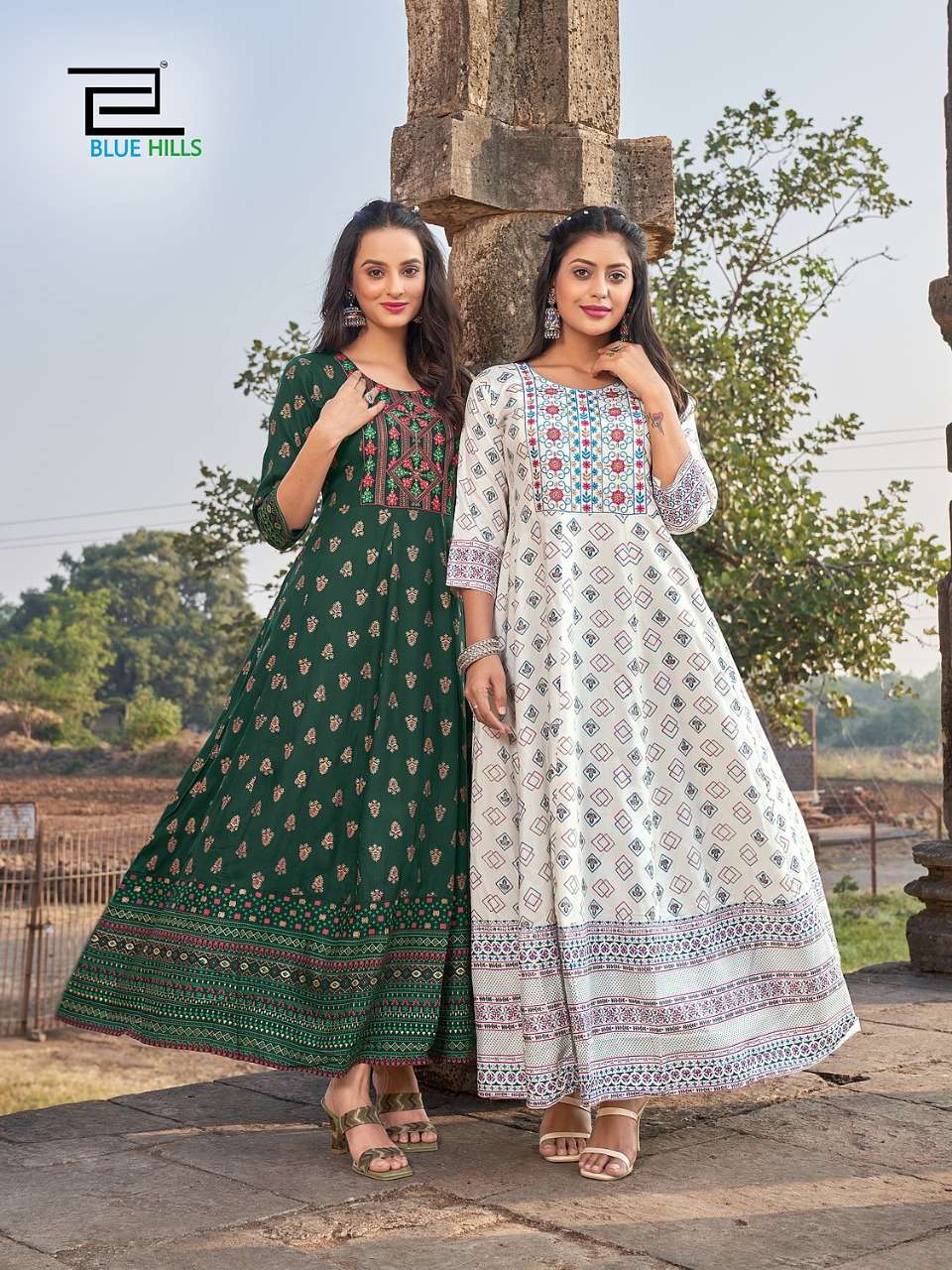 blue hills surat Ahmedabad up to date vol 20 anarkali gown kurti plus size 