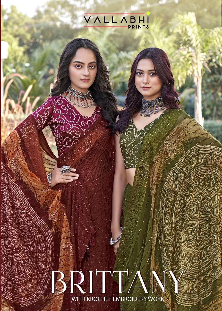 brittany by vallabhi georgette designer saree with viscos patta