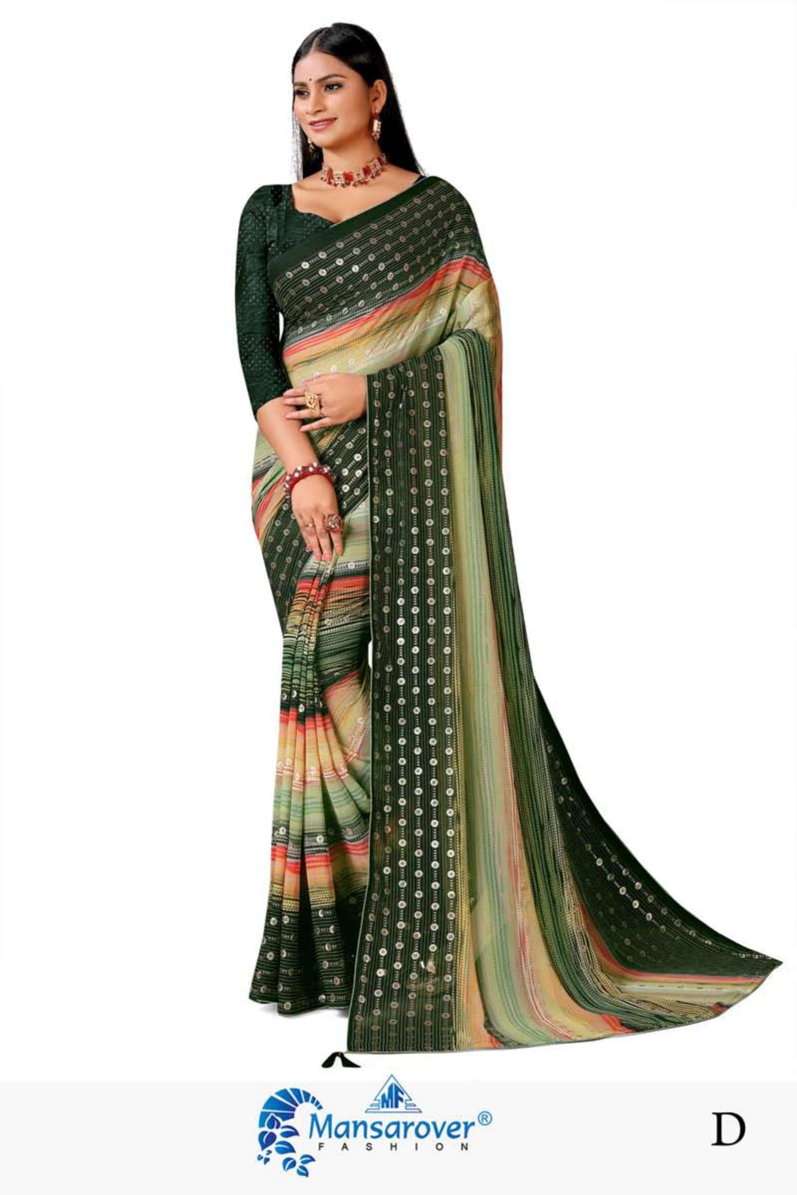 kamakshi by mansarover fashion Wetless foil Sequence blouse with latkan saris 