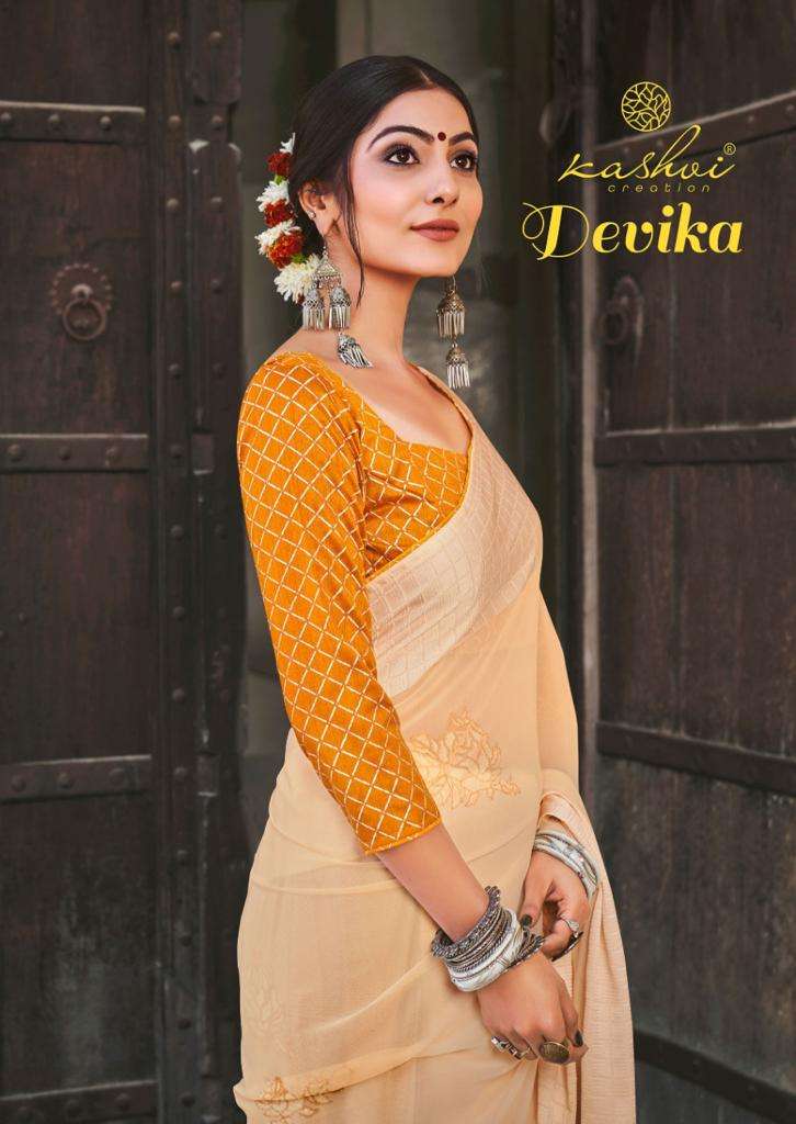 kashvi creation devika georgette saree jacquard border saree wholesale price 