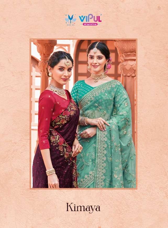 kimaya by vipul fashion organza work party wear saree