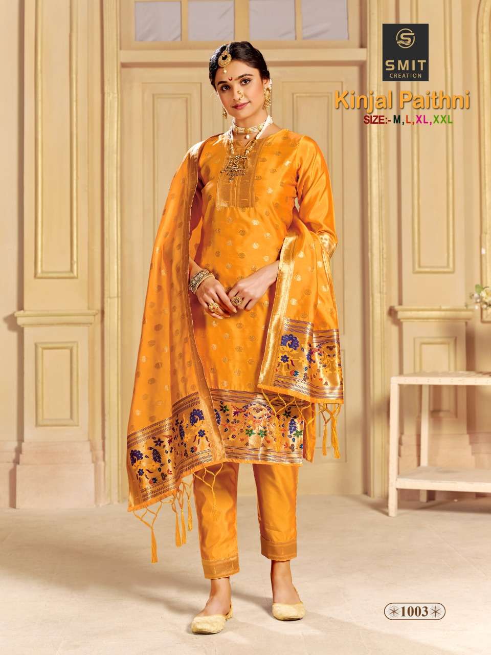 kinjal paithni by poonam readymade 3 piece paithani suit