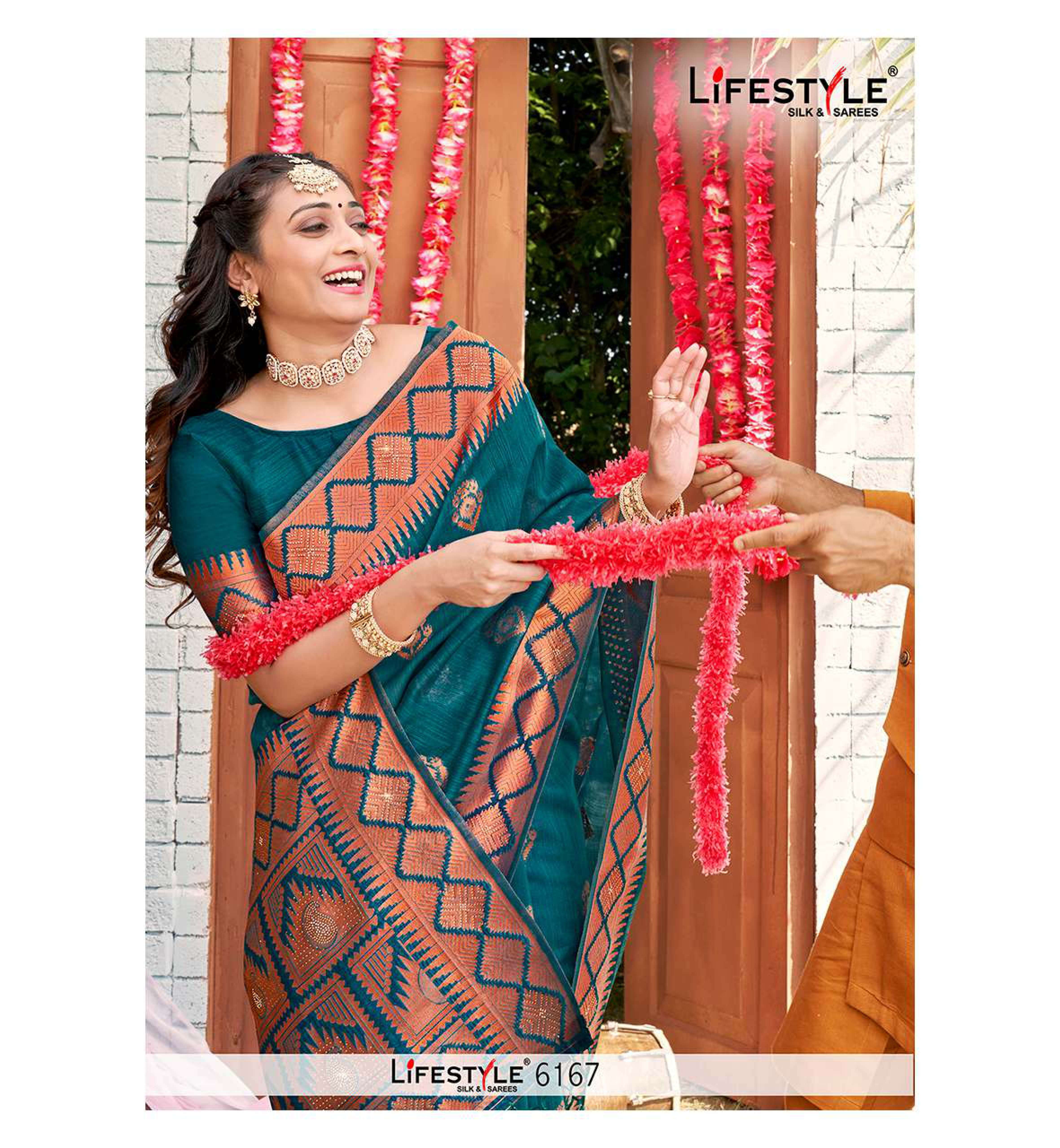 lifestyle 6167 vol 1 fancy lilen sarees wholesaler 