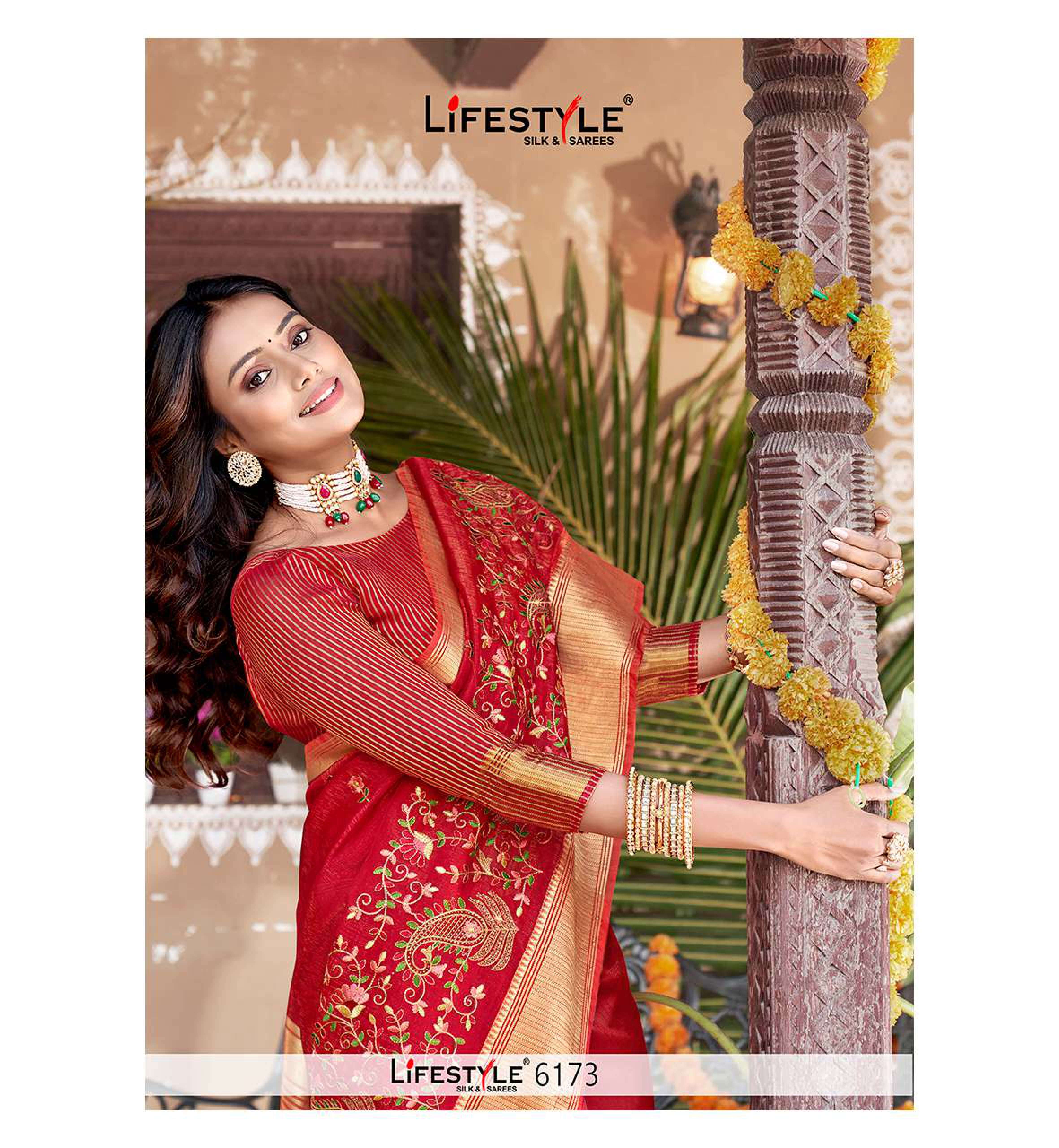 lifestyle 6173 vol 1 wedding fancy organza sarees supplier