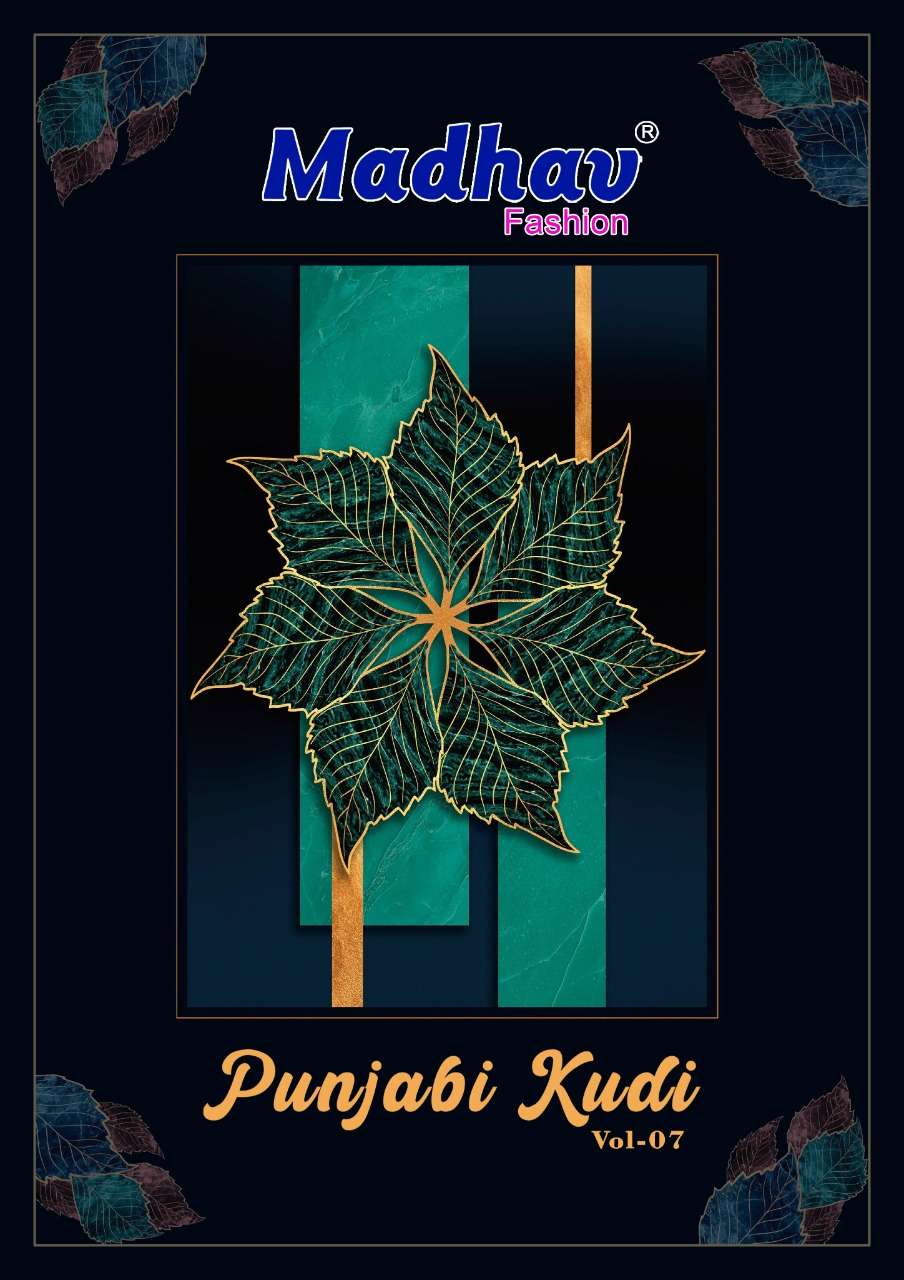 madhav punjabi kudi vol 7 readymade cotton printed dress 
