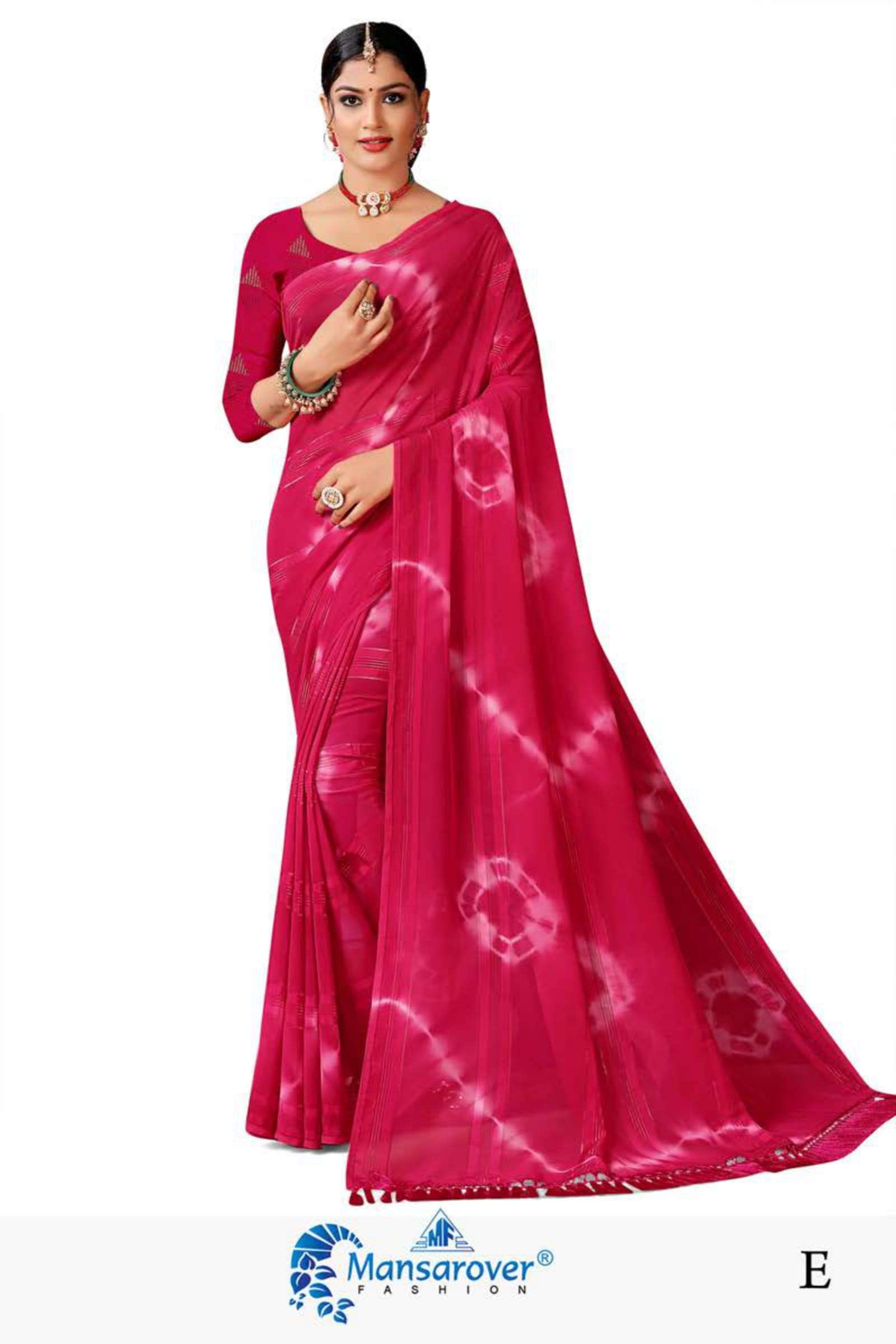 mansarover fashion akshaya Bright weightless butic print patta saree with jhalar and fancy sequence blouse