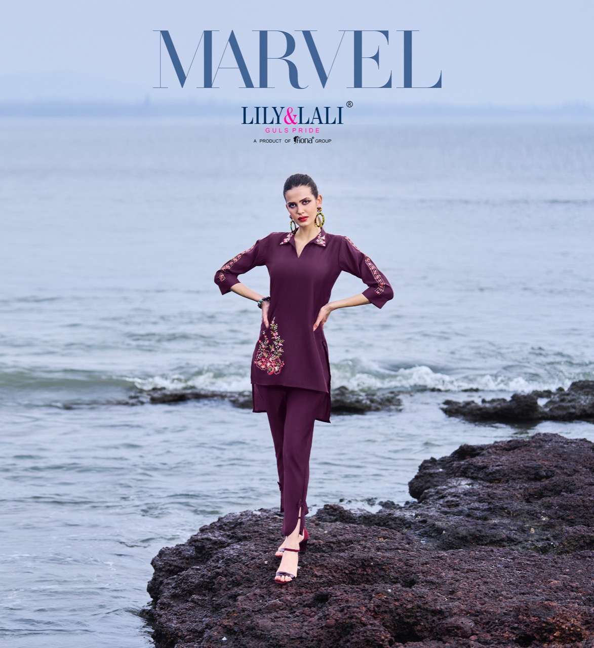 marvel by lily & lali silk embroidery western top with pant pair collection