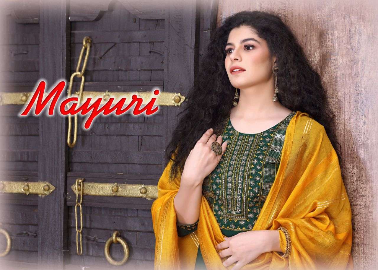 MAYRA MAYURI REYON plain 14KG fabric top with rayon plain pant with fancy dupatta READYMADE SUIT CATALOG WHOLESALER BEST RATE