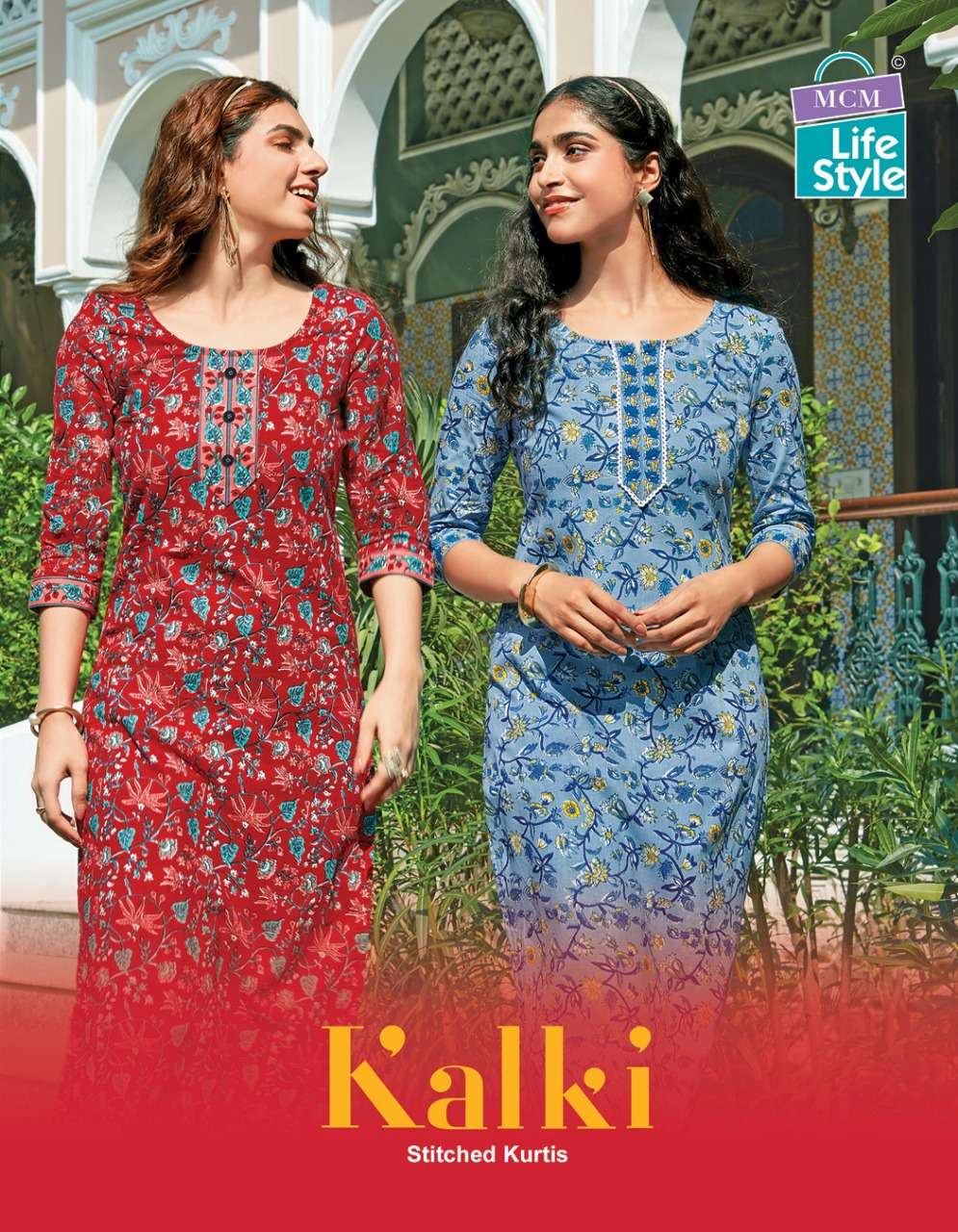 mcm lifestyle kalki cotton readymade fancy jaipuri elegant kurtis 