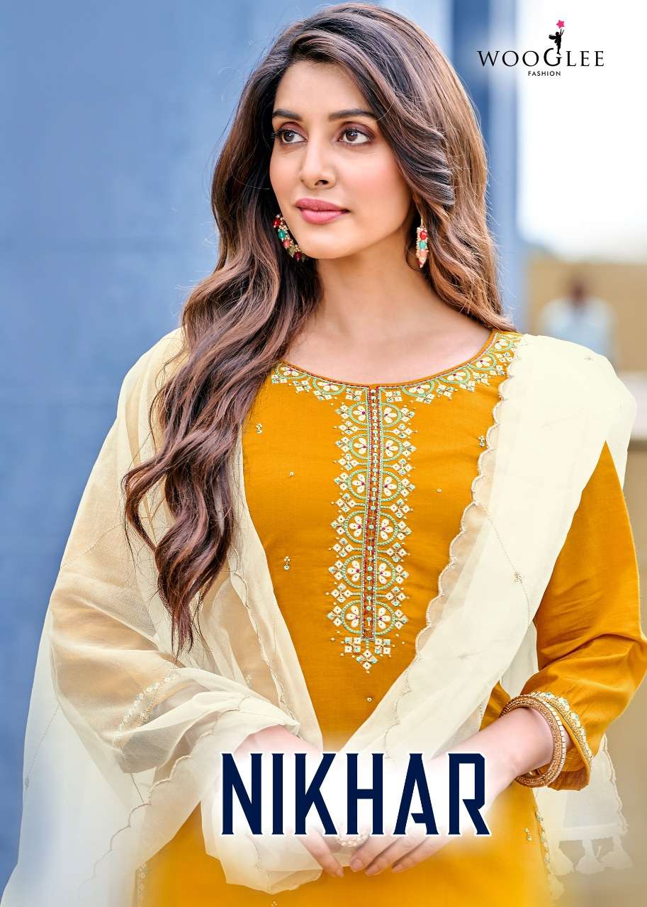 nikhar by wooglee viscose silk readymade 3 piece salwar kameez