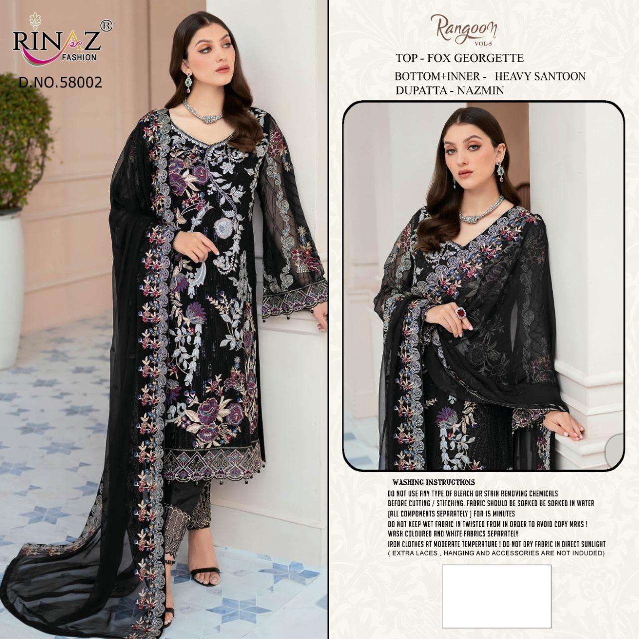 rinaz rangoon vol 5 georgette embroidery pakistani fancy dresses