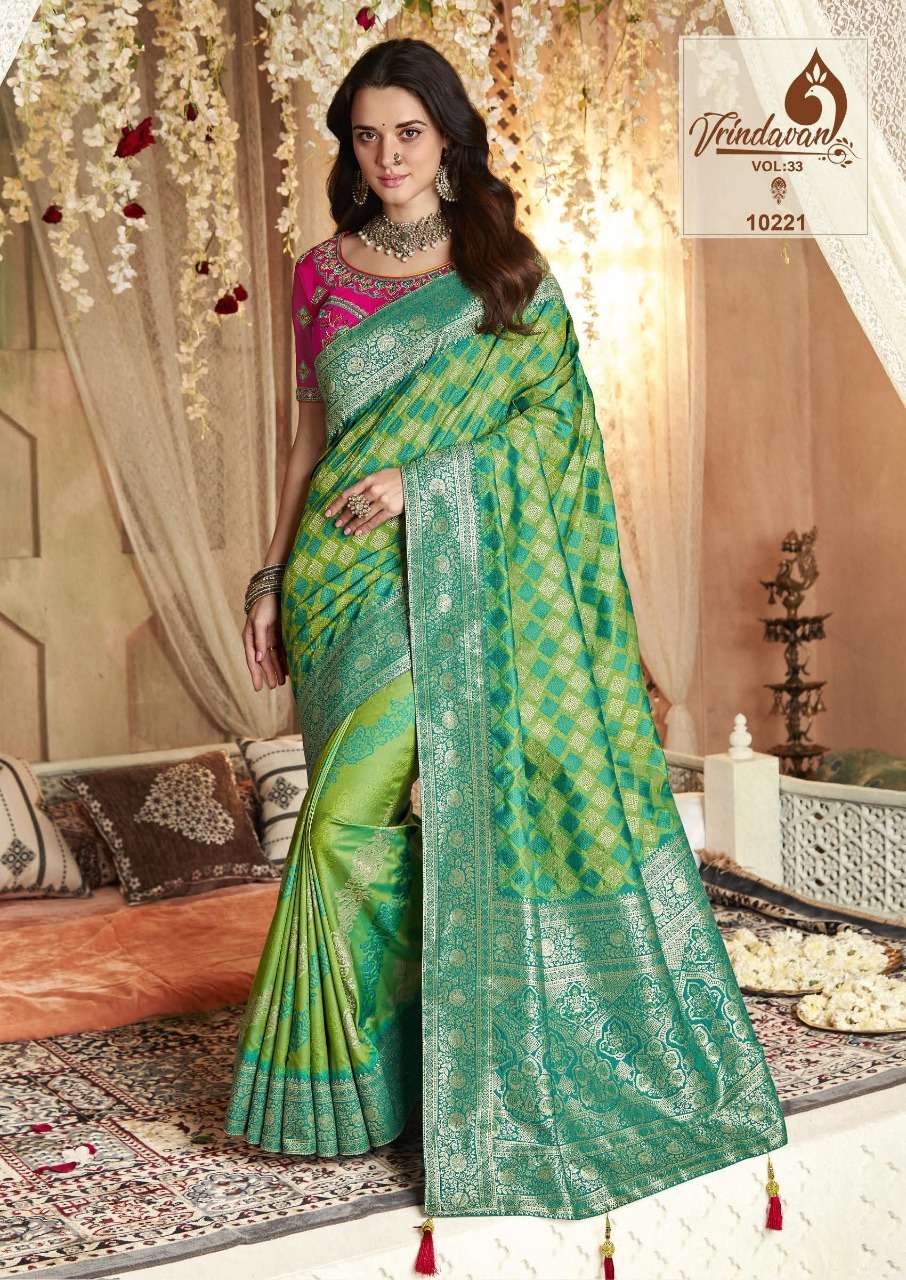 royal vrindavan vol 33 10216-10230 series silk designer fancy saree with heavy blouse