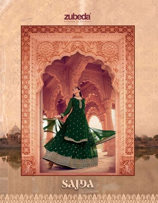 sajda by zubeda georgette embroidery lehenga style salwar kameez
