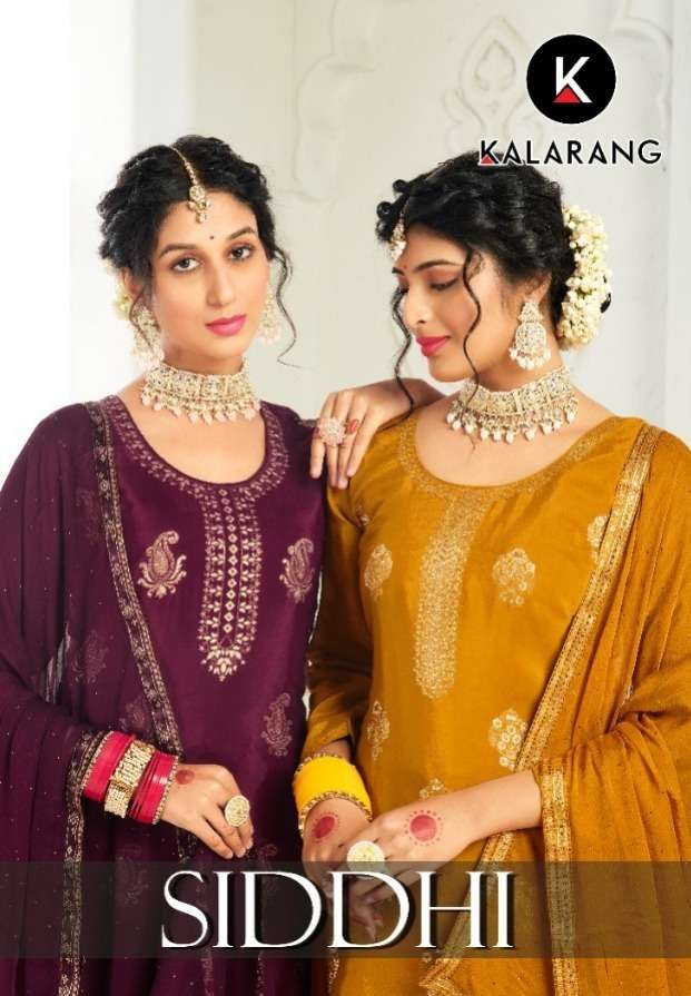 siddhi by kalarang crape jacquard fancy dresses supplier
