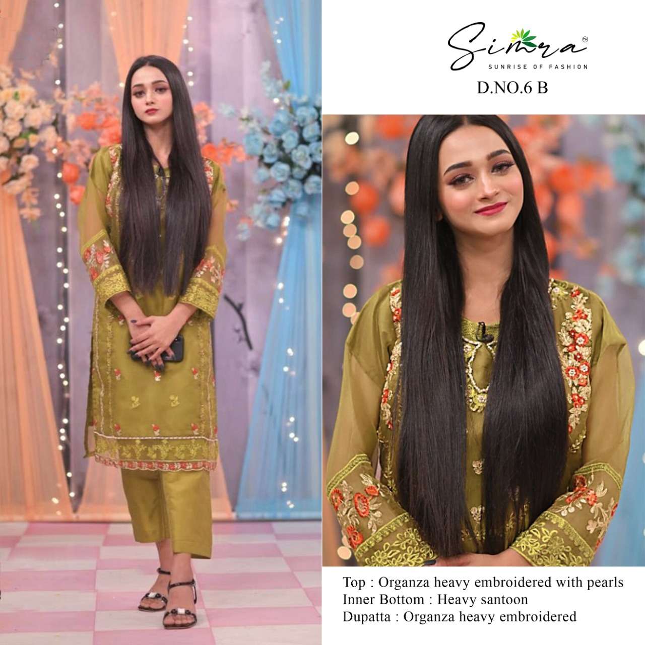 simra present 6 ab organza embroidery pakistani fancy suits