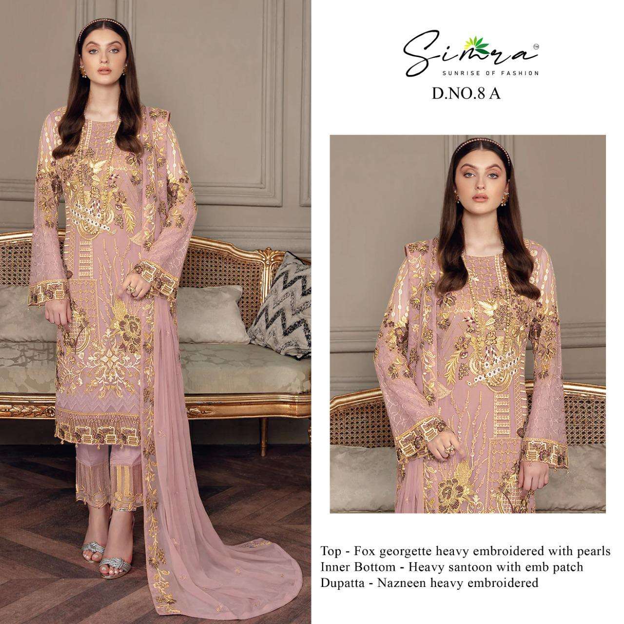 simra present d no 8 georgette pakistani designer fancy suits