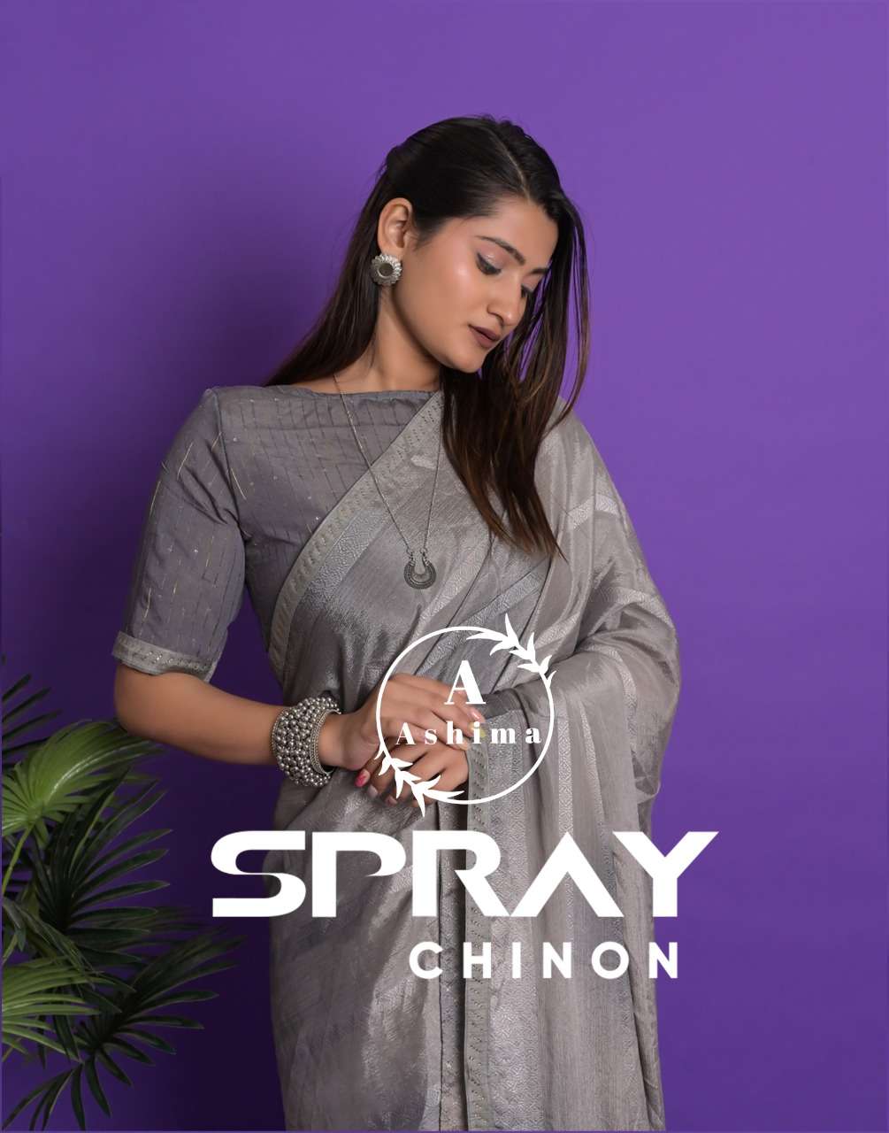 spray chinon by ashima designer fancy saree wholesaler