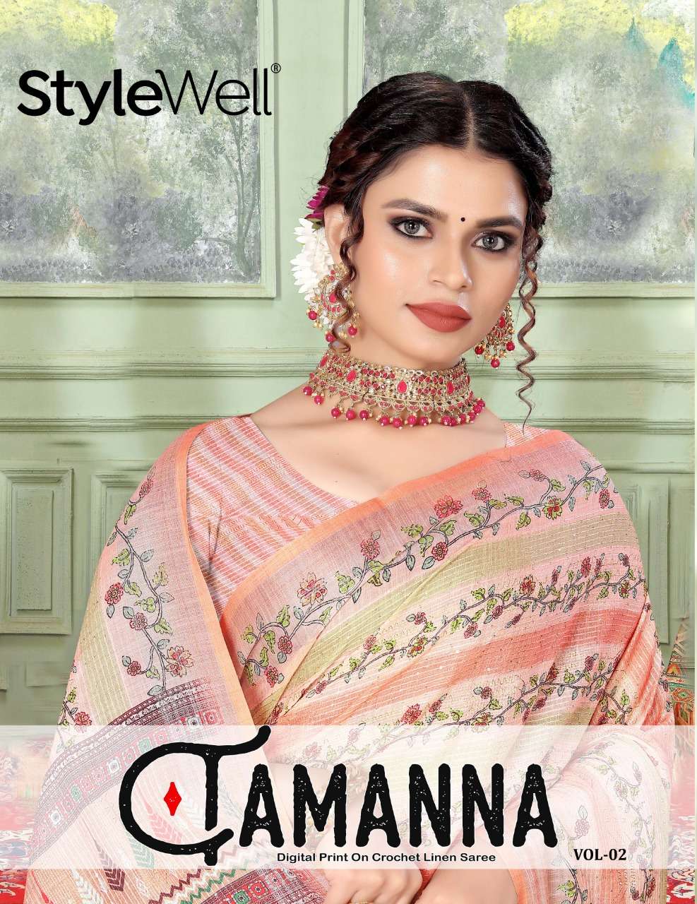stylewell tamanna vol 2 linen digital printed sarees